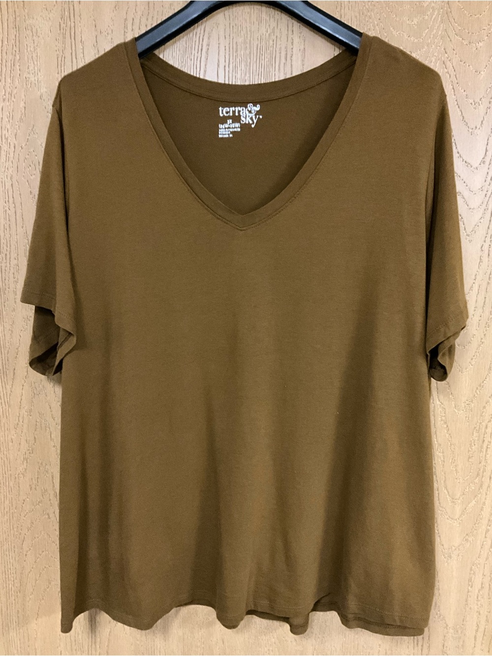 Terra & Sky V-Neck Short Sleeve Top - Olive